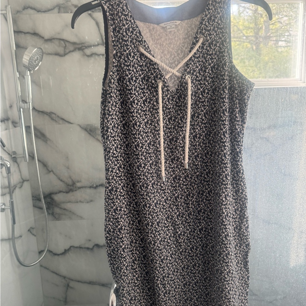 Nautica Navy & White Anchor-Print Sleeveless Tank Dress